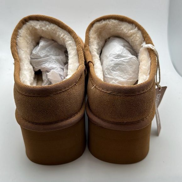 CUSHIONAIRE Women's Genuine Suede Cozy Mule Platform +Memory Foam 9 CHESTNUT - Picture 4 of 7